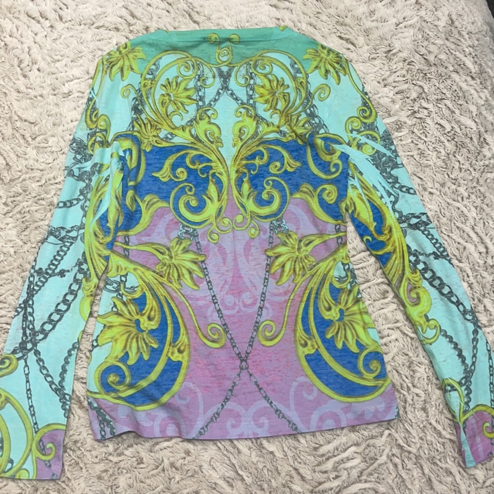 Blue Chain Pattern Blouse - Picture 3 of 3